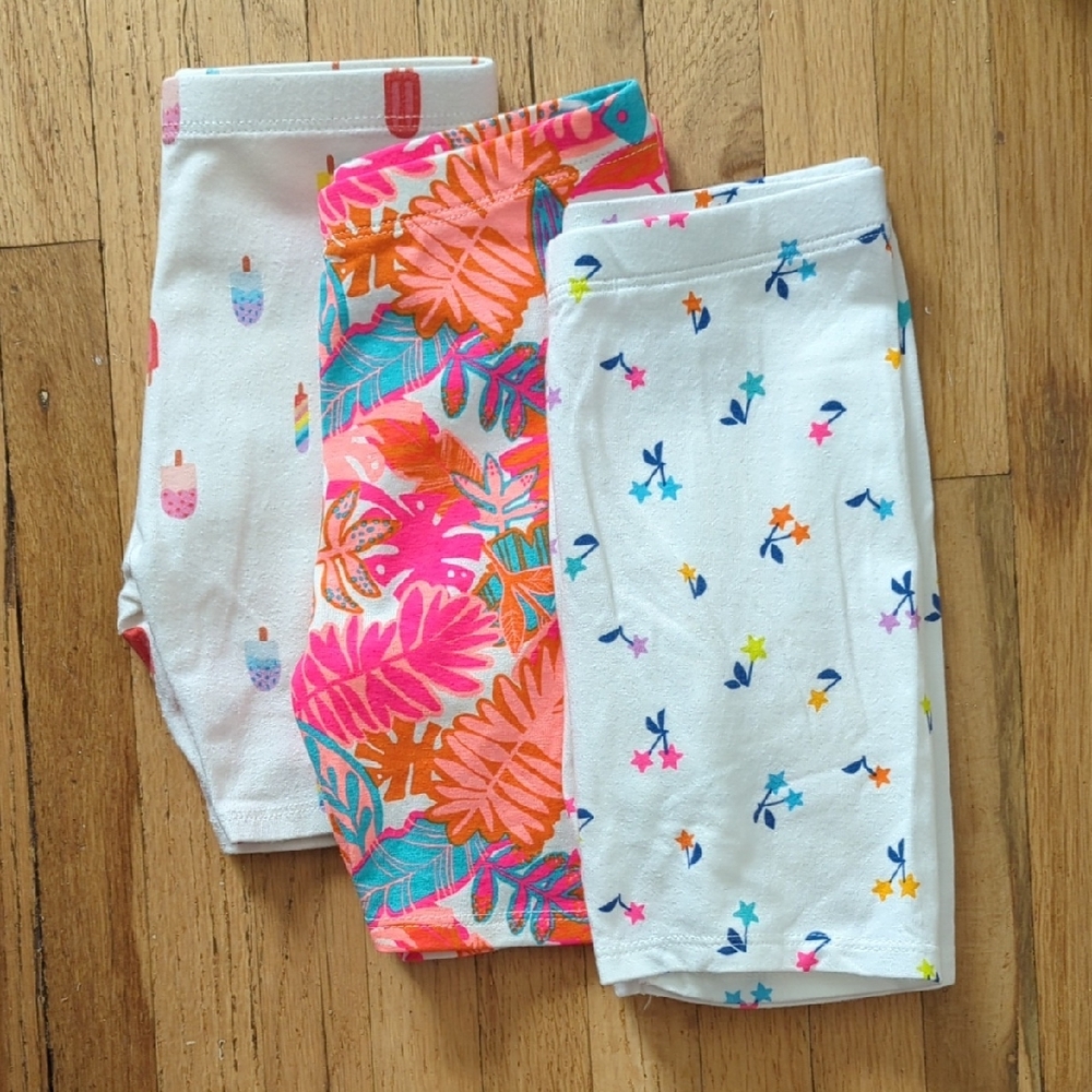 Biker Shorts Bundle For Toddler, Popsicles, Tropical, Stars, 4T